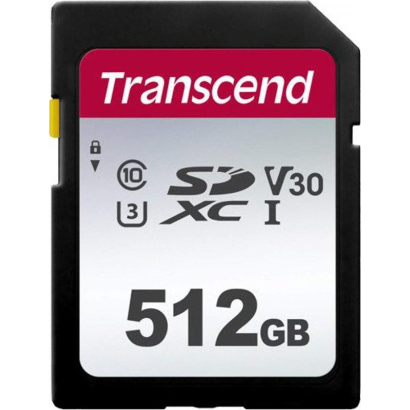Карта пам'яті SDXC, 512Gb, Сlass10 UHS-I U3 V30, Transcend 300S (TS512GSDC300S)