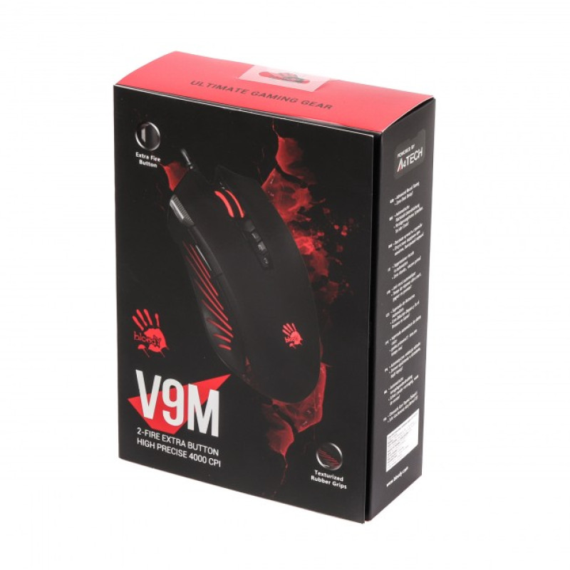 Миша A4Tech V9M Black, Optical, USB, Bloody, 4000 dpi, Extra Fire Button, підсвічування