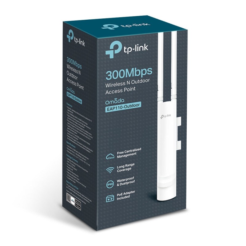 Точка доступу TP-LINK EAP110 OUTDOOR, White, 2,4 GHz до 300 Мбит/с