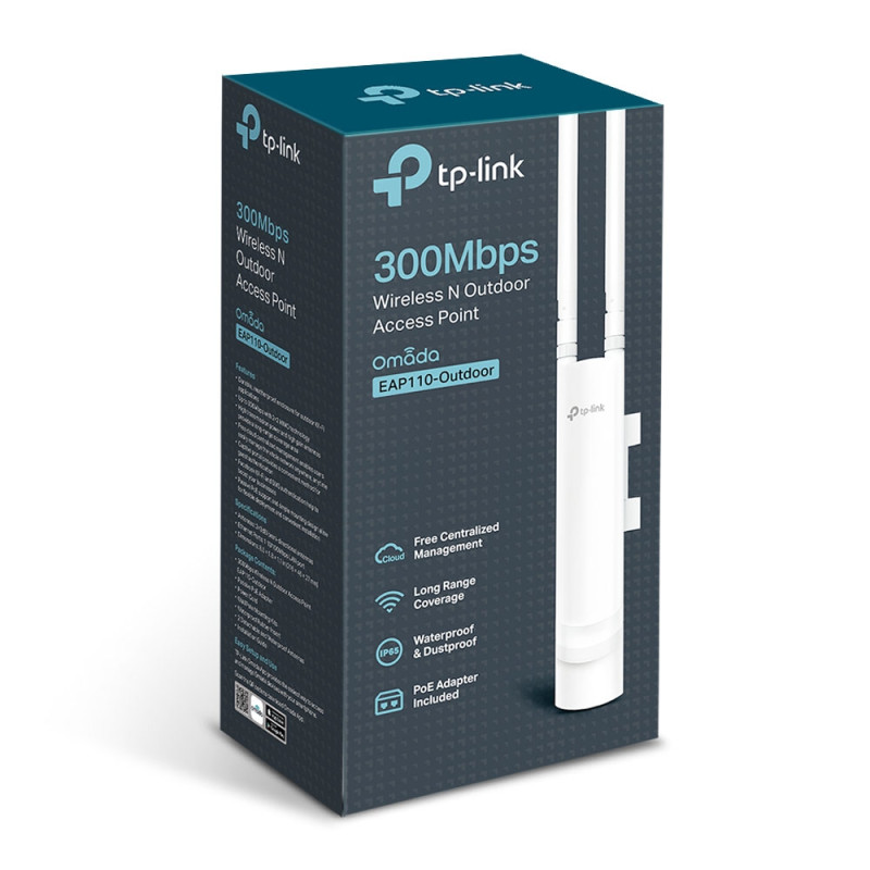 Точка доступу TP-LINK EAP110 OUTDOOR, White, 2,4 GHz до 300 Мбит/с