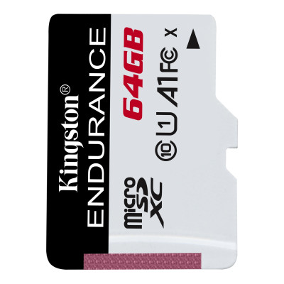 Карта пам'яті microSDXC, 64Gb, Class10 UHS-I U1 A1, Kingston High Endurance, без адаптера, R95 / W30 MB/s (SDCE/64GB)