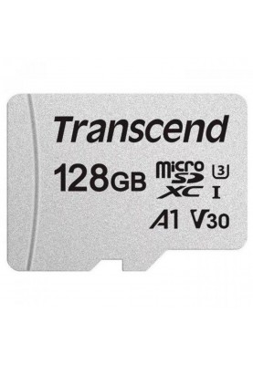 Карта пам'яті microSDXC, 128Gb, Transcend 300S, Class10 UHS-I U3, SD адаптер, R95 / W45 MB/s (TS128GUSD300S-A)