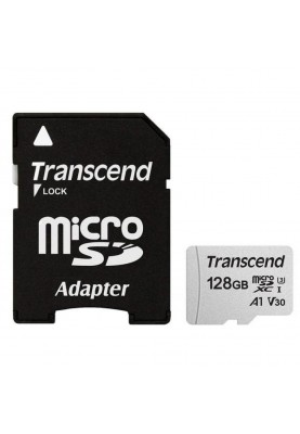 Карта пам'яті microSDXC, 128Gb, Transcend 300S, Class10 UHS-I U3, SD адаптер, R95 / W45 MB/s (TS128GUSD300S-A)