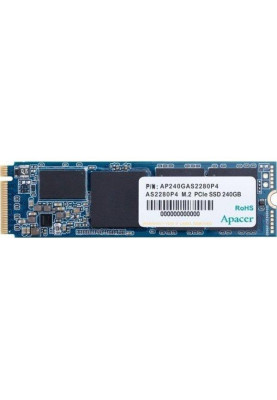 Твердотільний накопичувач M.2 240Gb, Apacer AS2280P4, PCI-E 3.0 x4, 3D TLC, 1600/1000 MB/s (AP240GAS2280P4-1)