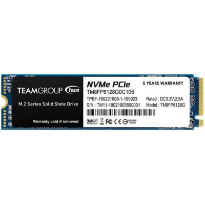 Твердотільний накопичувач M.2 128Gb, Team MP33, PCI-E 3.0 x4, 3D TLC, 1500/500 MB/s (TM8FP6128G0C101)