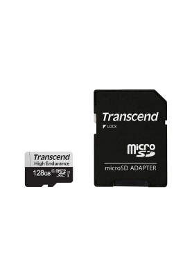 Карта пам'яті microSDXC, 128Gb, Class10 UHS-I U1, Transcend High Endurance, SD адаптер, R95/W45 MB/s (TS128GUSD350V)