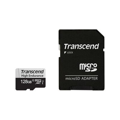 Карта пам'яті microSDXC, 128Gb, Class10 UHS-I U1, Transcend High Endurance, SD адаптер, R95/W45 MB/s (TS128GUSD350V)