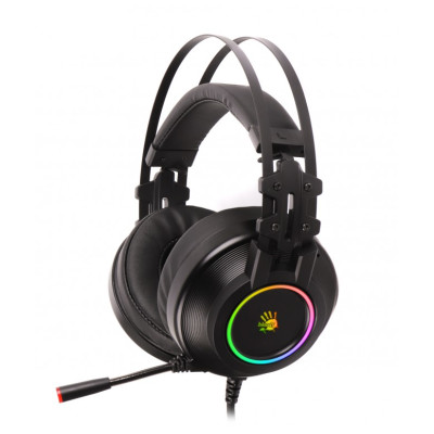 Навушники Bloody G528C Black, мікрофон, Hi Fi, 7.1 виртуальный звук, RGB підсвітка, USB, кабель 2,0 м