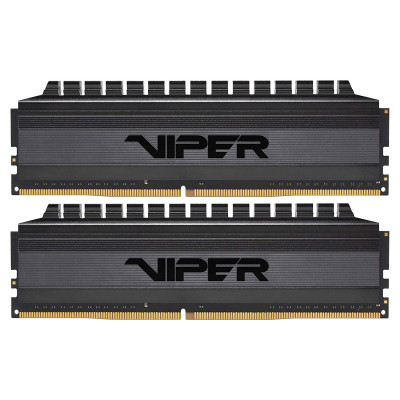 Пам'ять 8Gb x 2 (16Gb Kit) DDR4, 3000 MHz, Patriot Viper 4 Blackout, Black, 16-18-18-36, 1.35V, з радіатором (PVB416G300C6K)