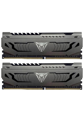 Пам'ять 8Gb x 2 (16Gb Kit) DDR4, 3200 MHz, Patriot Viper Steel, Gray, 16-18-18-38, 1.35V, з радіатором (PVS416G320C6K)
