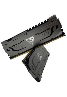 Пам'ять 8Gb x 2 (16Gb Kit) DDR4, 3200 MHz, Patriot Viper Steel, Gray, 16-18-18-38, 1.35V, з радіатором (PVS416G320C6K)