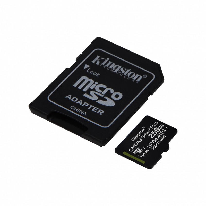 Карта пам'яті microSDXC, 256Gb, Class10 UHS-I U3 V30 A1, Kingston Canvas Select Plus, SD адаптер, R100/W85 MB/s (SDCS2/256GB)