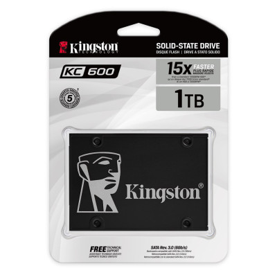 Твердотільний накопичувач 1Tb, Kingston KC600, SATA3, 2.5", 3D TLC, 550/520 MB/s (SKC600/1024G)