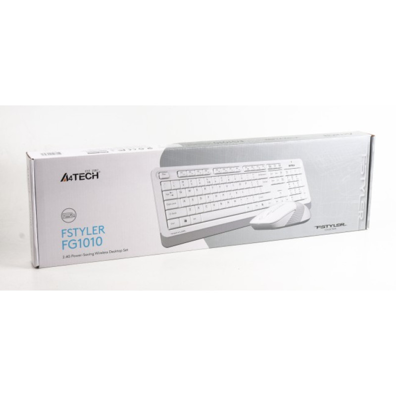 Комплект бездротовий A4tech Fstyler FG1010, White+Grey, клавіатура+миша