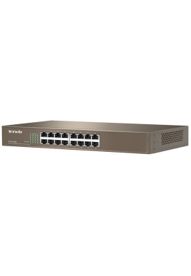 Комутатор TENDA TEF1016D, 16 LAN 10/100BaseT, некерований, металевий