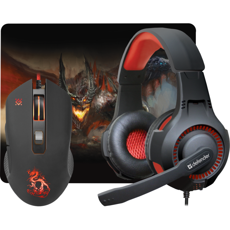 Миша Defender Warhead Devourer MHP-006, Black USB (мишка+навушники+килимок)