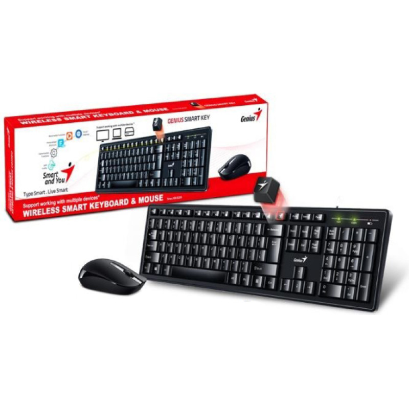 Комплект бездротовий Genius Smart KM-8200, Black, USB, Ukr, клавіатура+миша (31340003410)