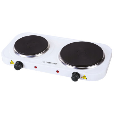 Настільна плита Esperanza EKH007W Yellowstone, White, 2500W (1500+1000W), електрична, механічне керування, діаметр поверхні нагріву 15.5 см, захист від перегріву