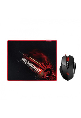 Миша A4Tech V7M71 Black, Optical, USB, 3200 cpi, Bloody, metal feet, підсвічування, + ігровий килимок Bloody B-071 (Bundle)
