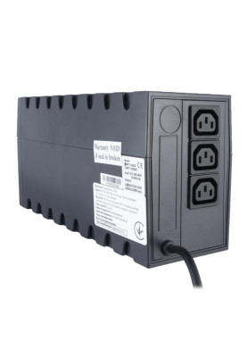 ДБЖ PowerCom RPT-1000A IEC Black, 1000VA, 600W, лінійно-інтерактивний, AVR, 3 розетки (IEC), батарея 12В/9Ач x 1 шт