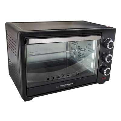 Електродуховка Esperanza EKO006 Napoli, Black, 1600W, 25 л, конвекція, гриль, 5 режимів, таймер, автовідключення, комплектація: піднос для піци, решітка для гриля, прихватка, набір для грилю