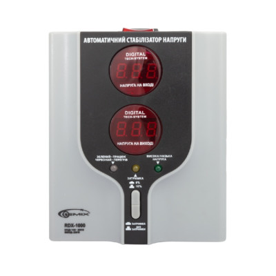 Стабілізатор Gemix RDX-1000, 1000 VA (700 Вт), вход. напряжение 140-260В, вых напряжение 220В ± 10% 50 Гц, LCD экран