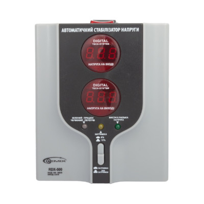 Стабілізатор Gemix RDX-500, 500 VA (350 Вт), вхід. напруга 140-260В, вих напруга 220В ± 10% 50 Гц, LCD екран