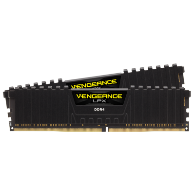 Пам'ять 8Gb x 2 (16Gb Kit) DDR4, 3600 MHz, Corsair Vengeance LPX, Black, 18-22-22-42, 1.35V, з радіатором (CMK16GX4M2D3600C18)