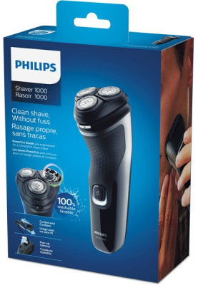 Електробритва Philips S1332/41 Black, роторна, сухе гоління, акумулятор/мережа