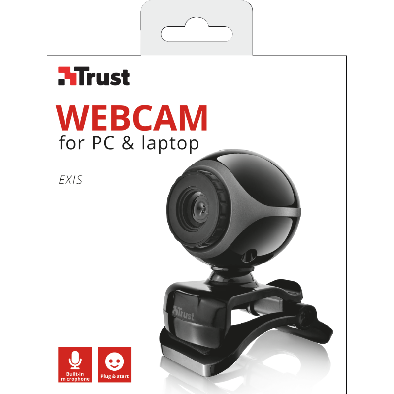 Web камера Trust Exis, Black, 0.3 Mp, 640x480, USB 2.0, вбудований мікрофон (17003)