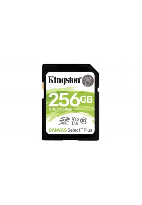 Карта пам'яті SDXC, 256Gb, Class10 UHS-I U3, Kingston Canvas Select Plus, R100 / W85 MB/s (SDS2/256GB)