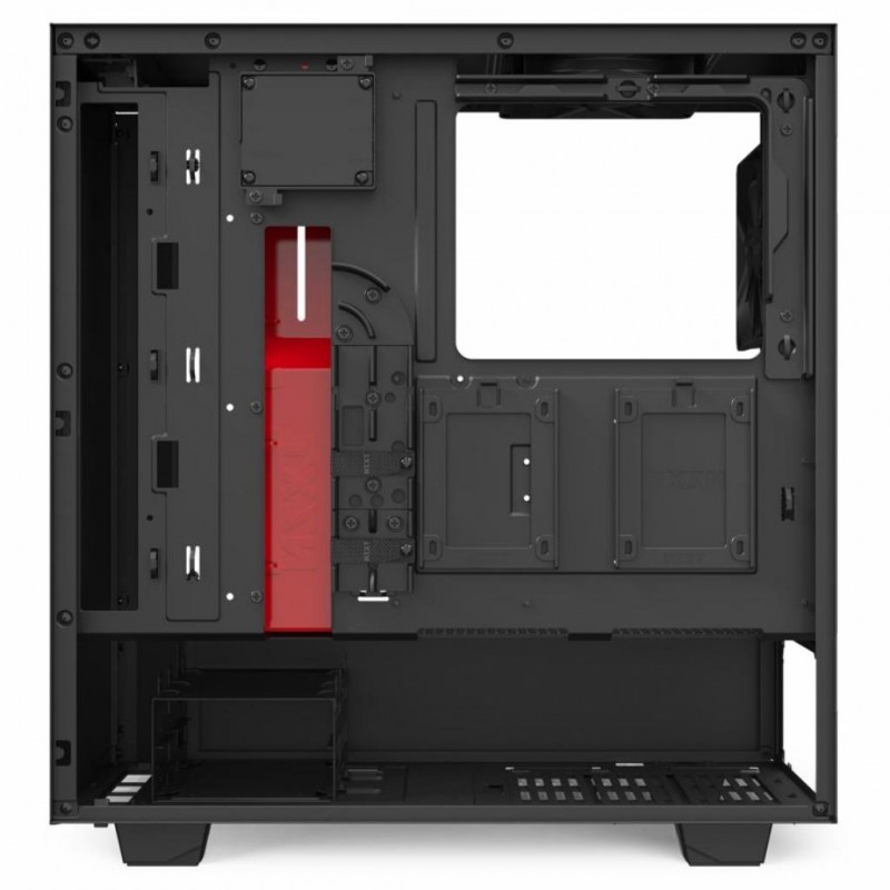 Корпус NZXT H510i Compact Mid Tower Black/Red, Chassis with Smart Device 2, без БЖ, ATX/Micro ATX/Mini ITX, 1xUSB 3.2, Type-C, 2x120 мм, 428x210x460 мм, 6.8 кг (CA-H510i-BR)