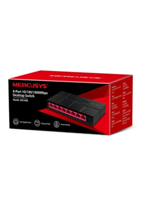 Комутатор Mercusys MS108G, 8x10/100/1000 Mb/s, пластиковий корпус, некерований