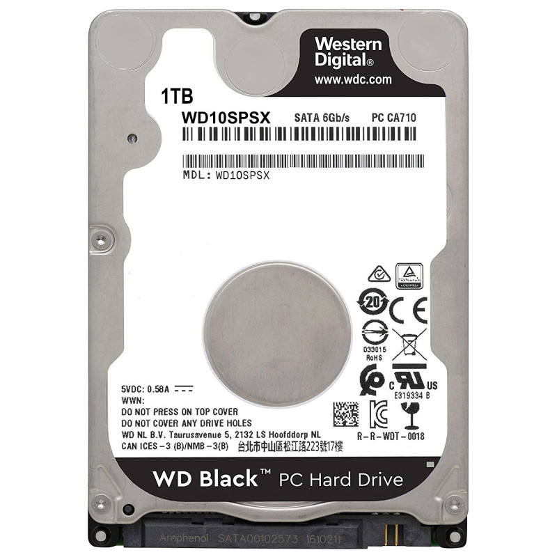 Жорсткий диск 2.5" 1Tb Western Digital Black, SATA3, 64Mb, 7200 rpm (WD10SPSX)