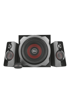 Колонки 2.1 Trust GXT 38 Tytan Ultimate Bass, Black, 60W (2x15W + 30W), проводний пульт управління гучністю з роз'ємом для наушників і можливістю лінійного підключення, регулятори гучності і низької частоти на сабвуфері (19023)