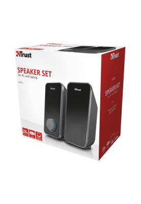 Колонки 2.0 Trust Arys, Black, 14 Вт, працює від USB, роз'єм для навушників, лінійне підключення, регулятор гучності з підсвічуванням (20179)