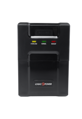ДБЖ LogicPower 600VA-P Black, 600VA, 360W, лінійно-інтерактивний, 2 розетки (600VA-P), батарея 12В/7.5Ач x 1 шт, пластиковий корпус (10003)