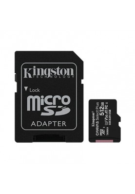 Карта пам'яті microSDXC, 512Gb, Class 10 UHS-I U3 V30 A1, Kingston Canvas Select Plus, SD адаптер, R100/W85 MB/s (SDCS2/512GB)