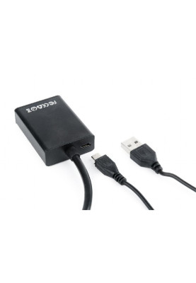 Адаптер VGA (M)-HDMI (F), Cablexpert, Black, 3.5 мм для передачі стереозвуку, USB для живлення (A-VGA-HDMI-01)