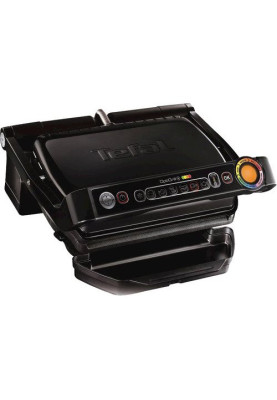 Електрогриль Tefal OptiGrill+, Black, 2000W, закритий (двосторонній), визначення ступеня прожарювання, 6 автоматичних програм, 4 рівні температури в ручному режимі, антипригарне покриття, індикатор роботи (GC712834)