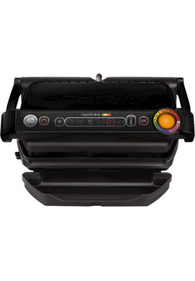 Електрогриль Tefal OptiGrill+, Black, 2000W, закритий (двосторонній), визначення ступеня прожарювання, 6 автоматичних програм, 4 рівні температури в ручному режимі, антипригарне покриття, індикатор роботи (GC712834)