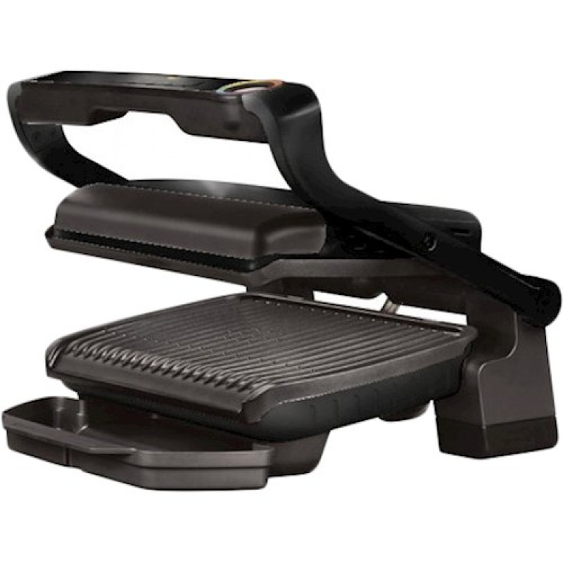 Електрогриль Tefal OptiGrill+, Black, 2000W, закритий (двосторонній), визначення ступеня прожарювання, 6 автоматичних програм, 4 рівні температури в ручному режимі, антипригарне покриття, індикатор роботи (GC712834)