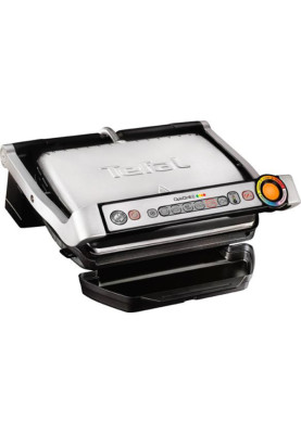 Електрогриль Tefal OptiGrill+ Initial, Silver, 2000W, закритий (двосторонній), 5 рівнів прожарювання, 6 автоматичних програм, антипригарне покриття, індикатор роботи (GC712D34)