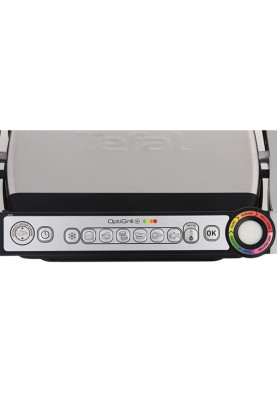 Електрогриль Tefal OptiGrill+ Initial, Silver, 2000W, закритий (двосторонній), 5 рівнів прожарювання, 6 автоматичних програм, антипригарне покриття, індикатор роботи (GC712D34)