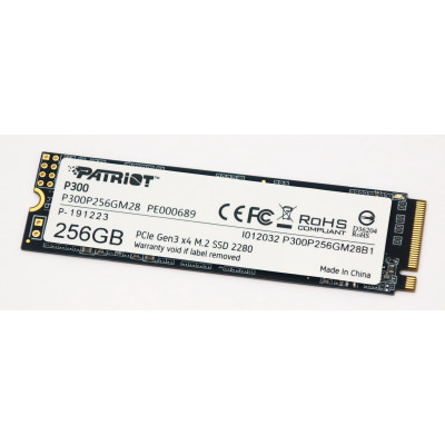 Твердотільний накопичувач M.2 256Gb, Patriot P300, PCI-E 3.0 x4, 3D TLC, 1700/1100 MB/s (P300P256GM28)