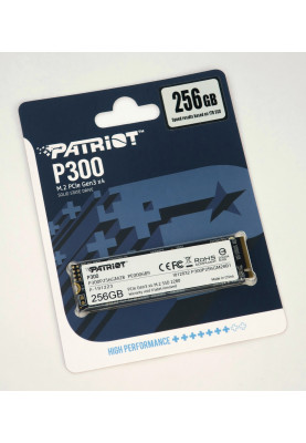 Твердотільний накопичувач M.2 256Gb, Patriot P300, PCI-E 3.0 x4, 3D TLC, 1700/1100 MB/s (P300P256GM28)