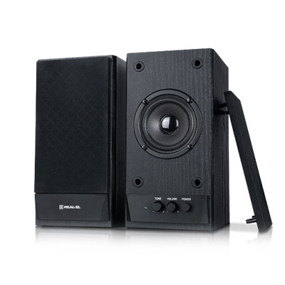 Колонки 2.0 REAL-EL S-219 Black, 2 x 5 Вт, МДФ, живлення від мережі 220V, керування спереду (S-219)