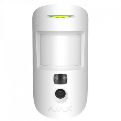 Бездротовий датчик руху з фотокамерою Ajax MotionCam, White, фото при тривозі до 640х480 пікселів, до 12 м, 1xCR123A, IP50, 135x70x60 мм, 167 г