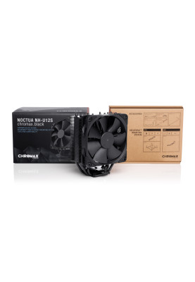 Кулер для процесора Noctua NH-U12S chromax.black, алюміній/мідь, 1x120 мм, для Intel 115x/1200/1700/2011/2066, AMD AMx/FMx, до 130 Вт