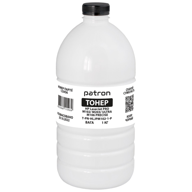 Тонер HP LJ M102/M104/M106/M130/M132/M134/M203/M227, Black, 1 кг, Patron Precise (PN-HLJPM102-1-P)